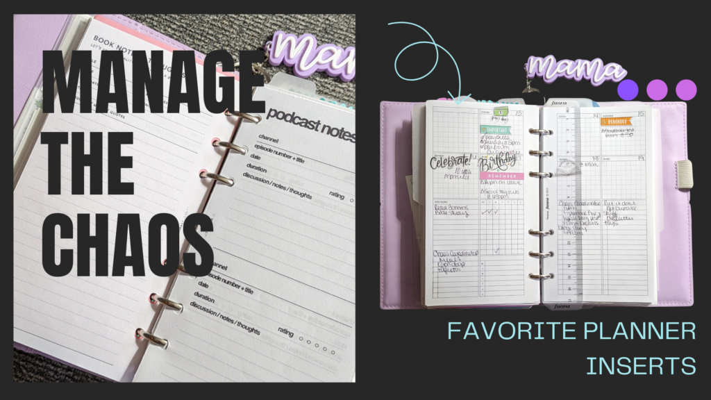 Filofax planner inserts